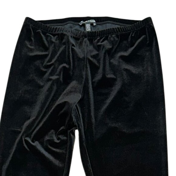 Eileen Fisher Stretch Velvet Knit Ankle Pull On Legging Pants Black Small - Picture 2 of 6